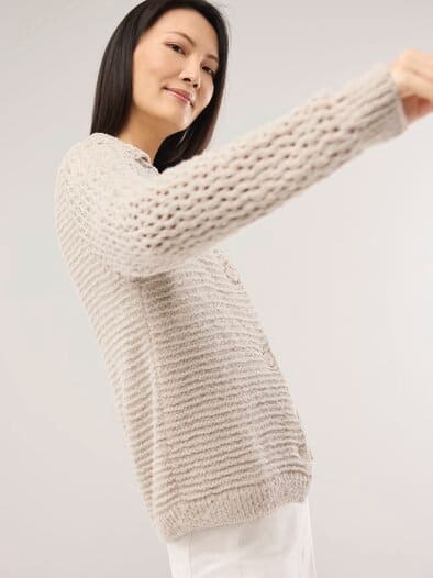 Strickjacke mit Leinen Natur