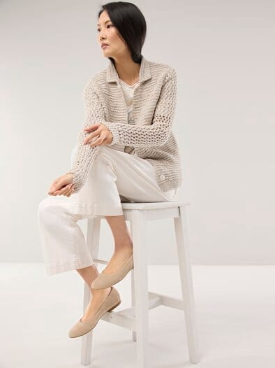 Strickjacke mit Leinen Natur