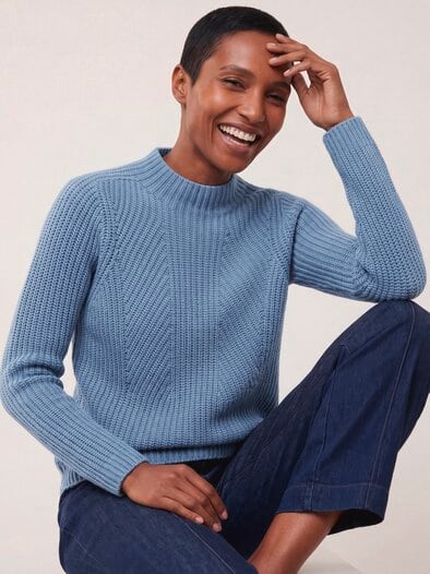 Cashmino Pullover Nahtlos Smokey Blue
