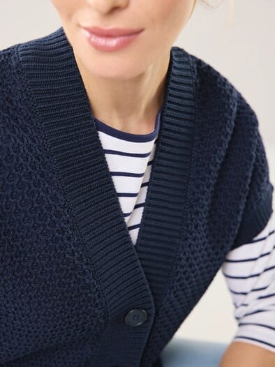Strickweste mit Waffelstruktur Nachtblau