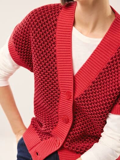Strickweste mit Waffelstruktur Signalrot