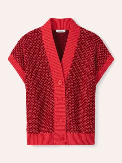 Strickweste mit Waffelstruktur Signalrot