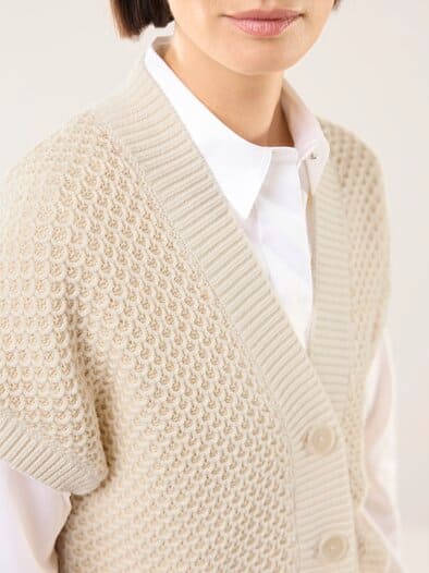 Strickweste mit Waffelstruktur Offwhite
