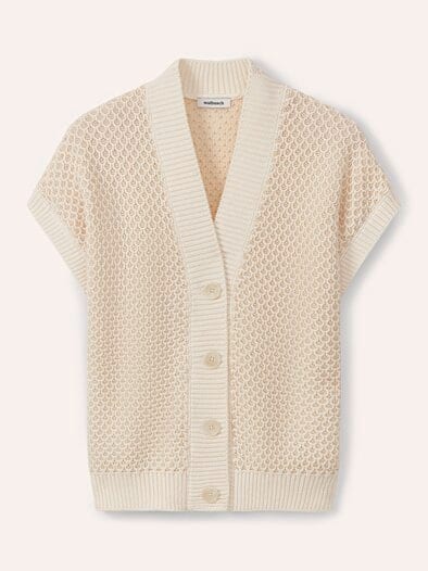 Strickweste mit Waffelstruktur Offwhite