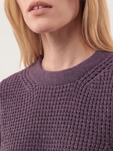 Baumwollpullover in Waffelstruktur Mauve