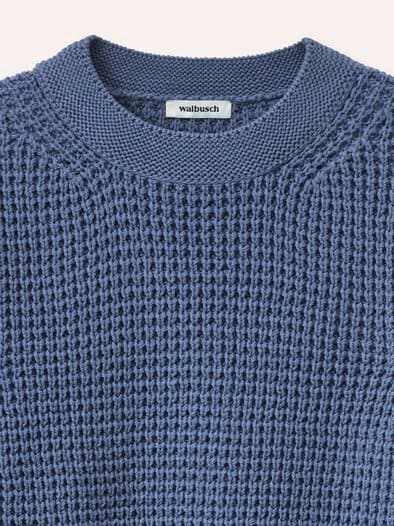 Baumwollpullover in Waffelstruktur Smokey Blue