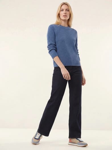 Baumwollpullover in Waffelstruktur Smokey Blue