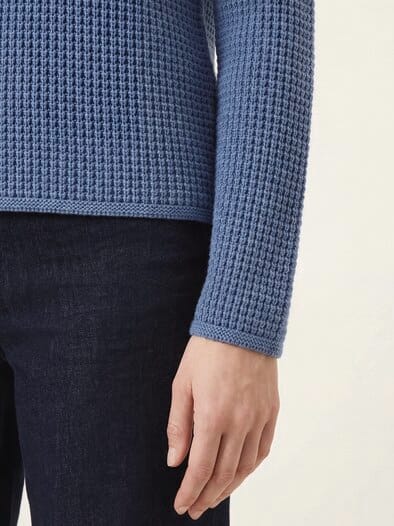 Baumwollpullover in Waffelstruktur Smokey Blue