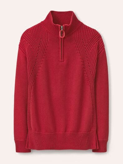 Pullover mit Troyerkragen Dunkelrot