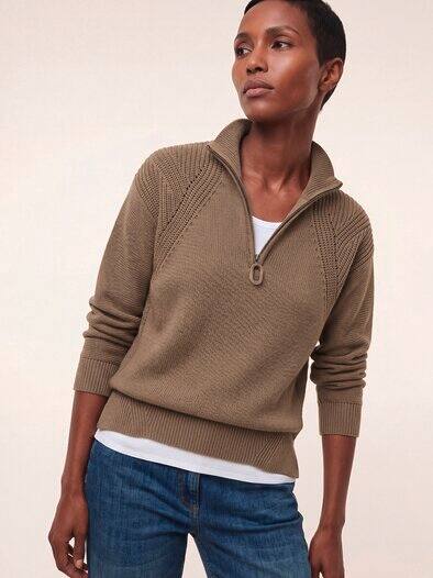Pullover mit Troyerkragen Praline
