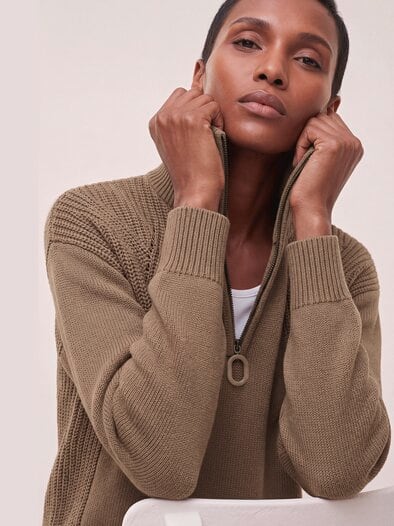 Pullover mit Troyerkragen Praline