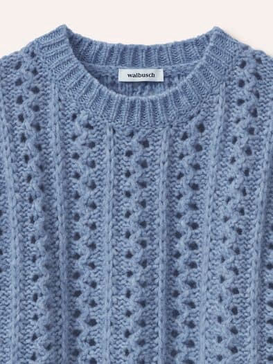 Edler Ajour Pullunder in weichem Garn Smokey Blue