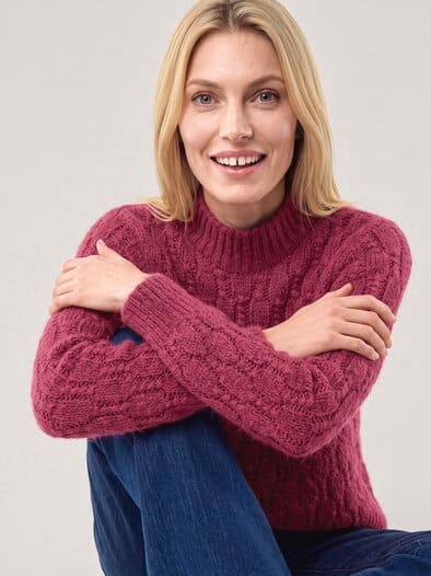 Pullover mit Zopfmuster Hellchianti