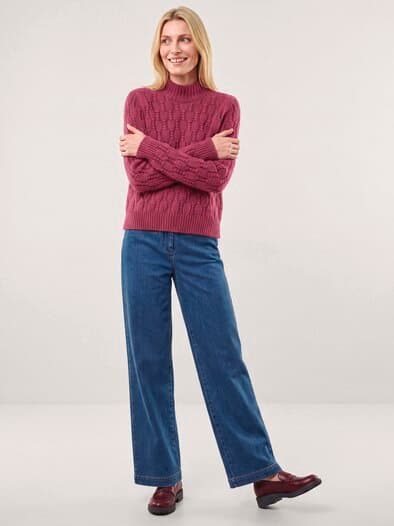 Pullover mit Zopfmuster Hellchianti