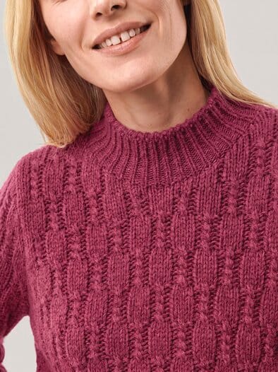Pullover mit Zopfmuster Hellchianti
