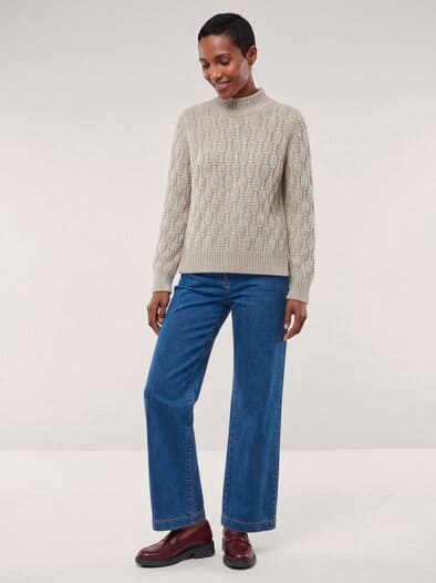 Pullover mit Zopfmuster Kitt