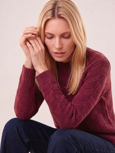 Weicher Strukturpullover Merlot