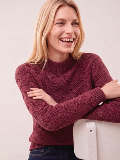 Weicher Strukturpullover Merlot