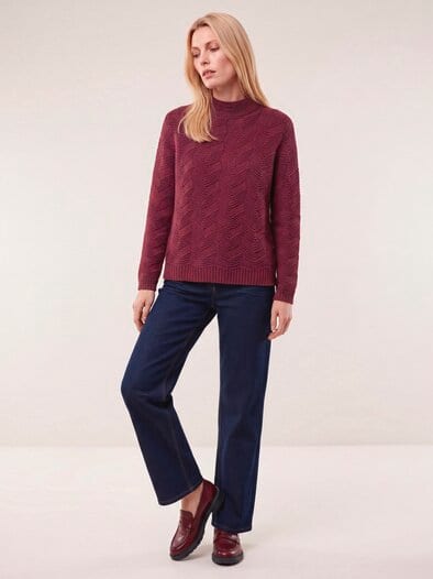 Weicher Strukturpullover Merlot