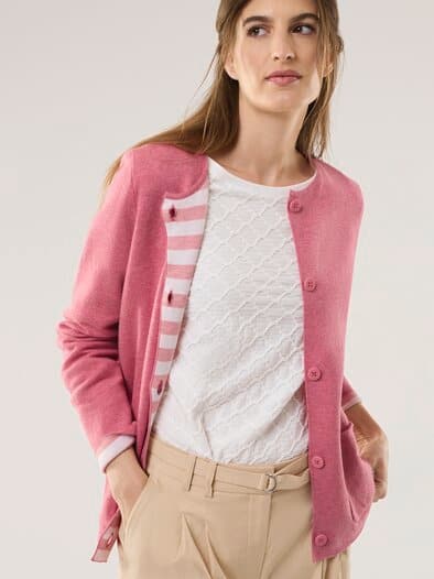 Doubleface Strickjacke Rosenholz