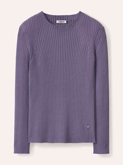 Baumwollmix Pullover in Rippenstrick Optik Soft Mauve