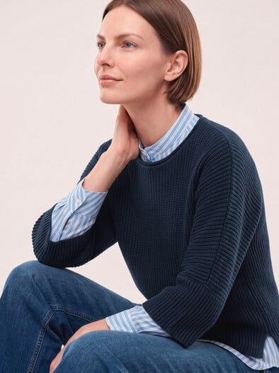 Pullover mit Kimonoärmel Nachtblau