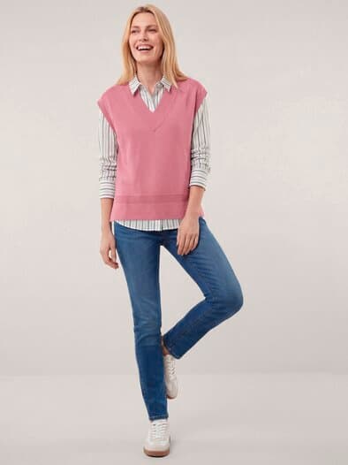 Merino Pullunder mit V-Ausschnitt Rosenholz