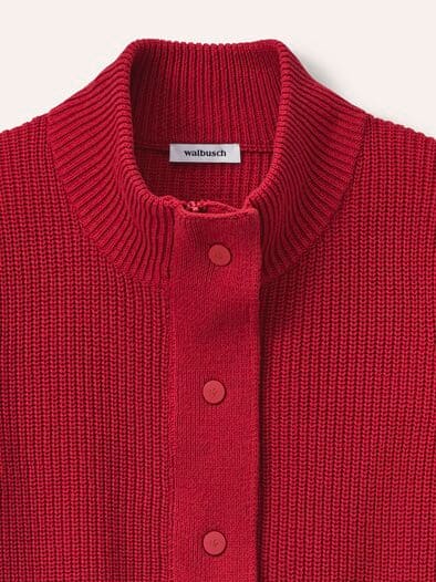 Patentstrickjacke aus Baumwolle Dunkelrot