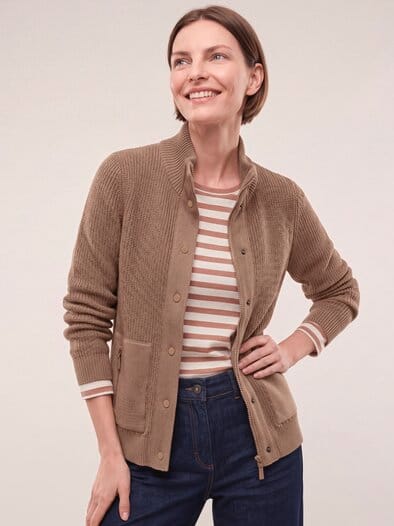 Baumwoll Patentstrickjacke Praline