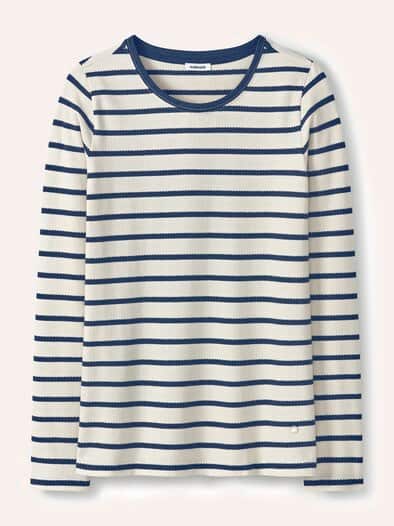 Baumwollshirt Ringelstruktur Offwhite/Nachtblau