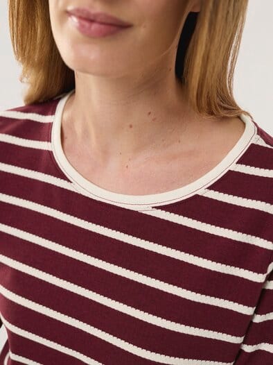 Baumwollshirt Ringelstruktur Chianti/Offwhite