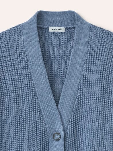 Strukturierte Strickweste mit aufgesetzten Taschen Smokey Blue
