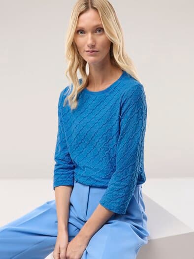 Baumwollshirt Strukturmuster Meerblau