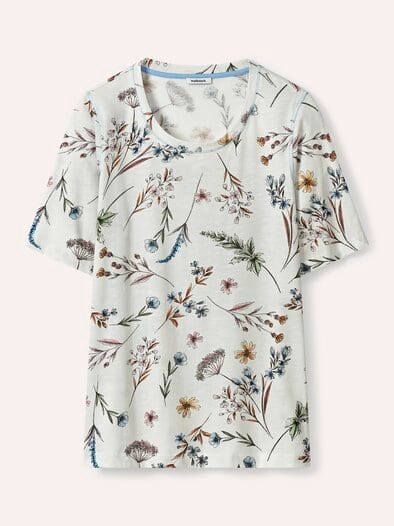 Baumwollshirt mit Blumen Weiß