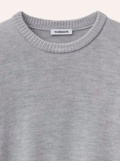 Pullover mit Bündchen im Patentmuster Silber Melange
