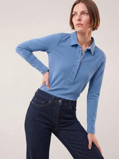 Poloshirt aus Baumwolle Smokey Blue