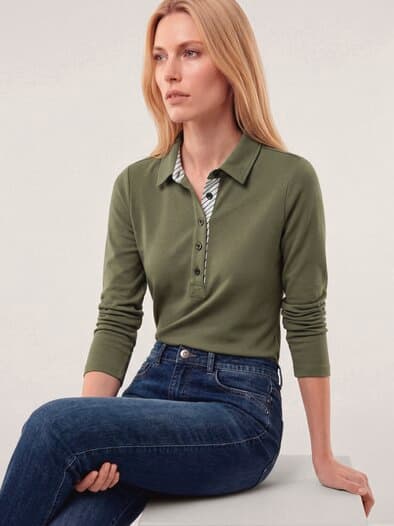 Poloshirt aus Baumwolle Olivgrün