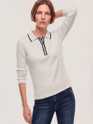 Poloshirt mit Rippenstruktur Offwhite