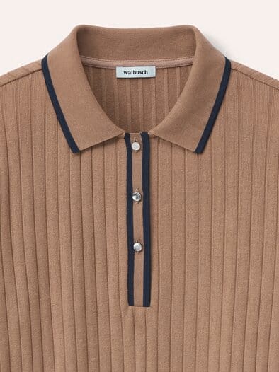 Poloshirt mit Rippenstruktur Praline