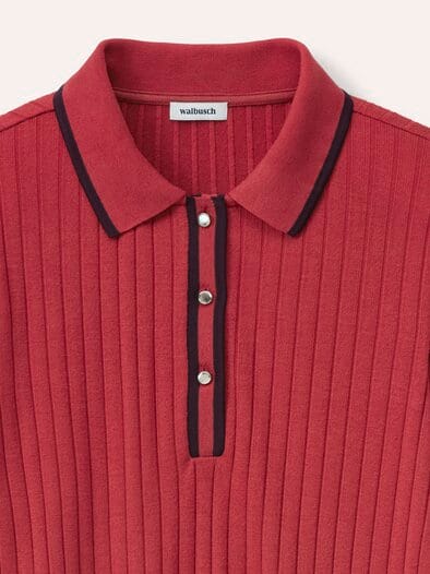 Poloshirt mit Rippenstruktur Dunkelrot