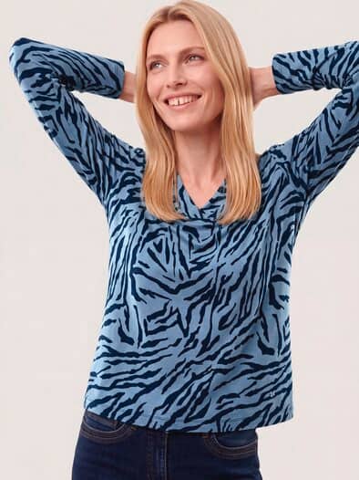 Shirt aus Viskose mit Animalprint Smokey Blue