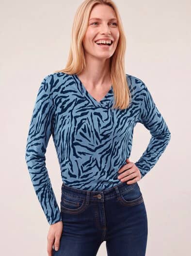 Shirt aus Viskose mit Animalprint Smokey Blue