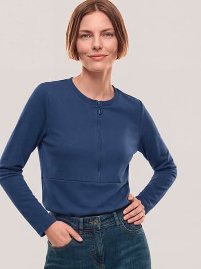 Shirt mit Reißverschluss Marine