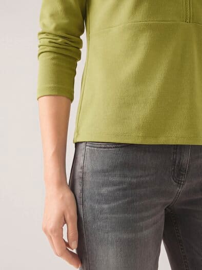 Shirt mit Reißverschluss Erbsengrün