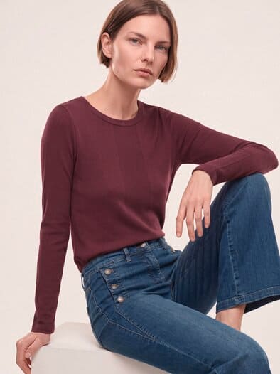 Shirt in Feinstrickoptik Merlot