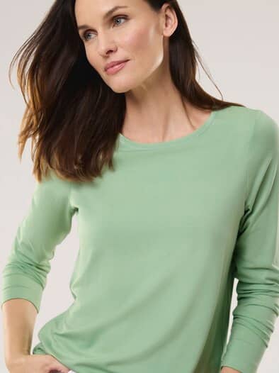 Viskose-Shirt Langarm Salbei