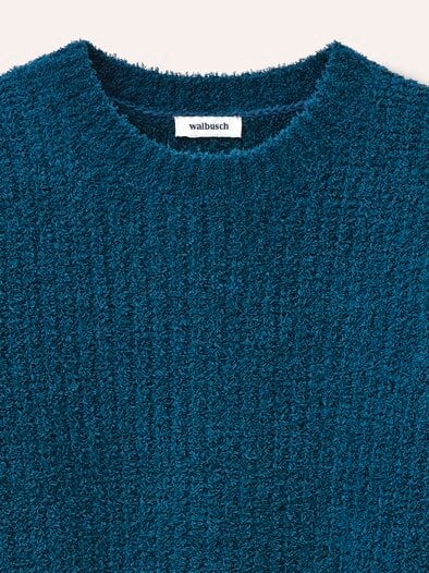 Baumwollmix Pullover in Plüschgarn Dunkelpetrol