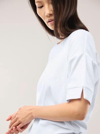 Blousonshirt in Rippenstruktur Weiß