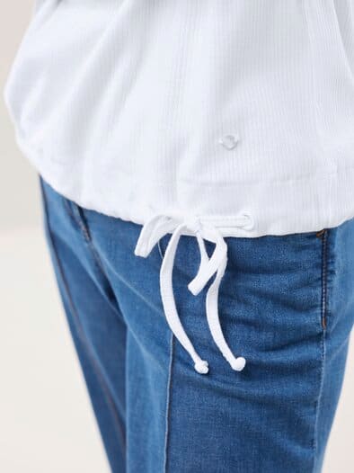 Blousonshirt in Rippenstruktur Weiß