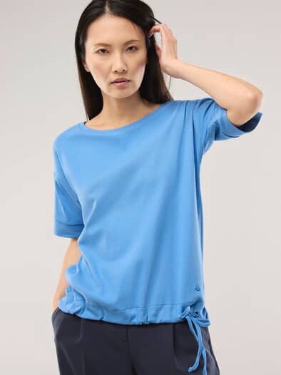 Blousonshirt in Rippenstruktur Jeansblau